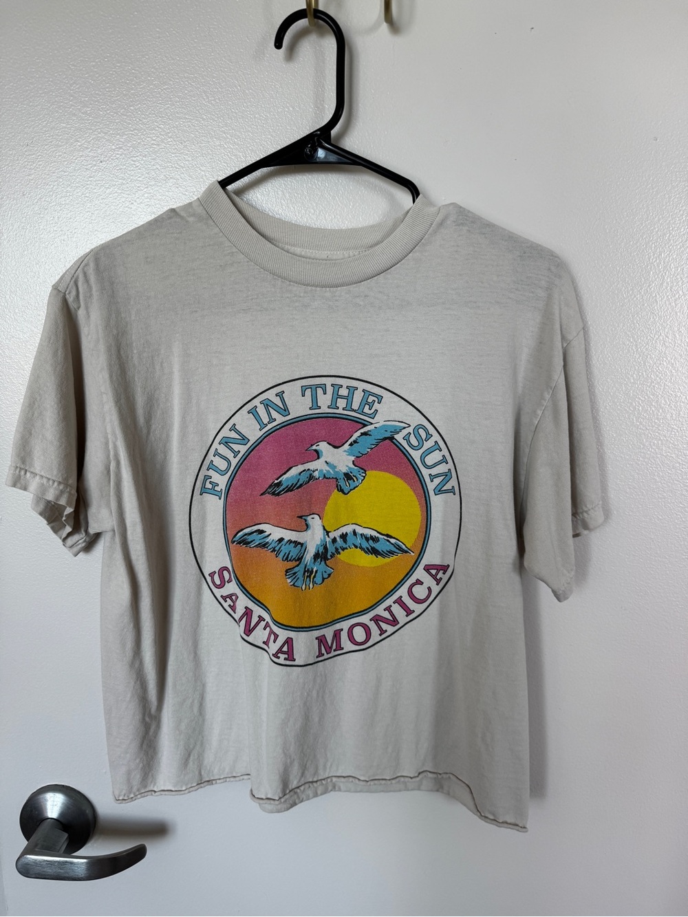 Fun in the Sun Santa Monica Graphic Tee - Light Beige